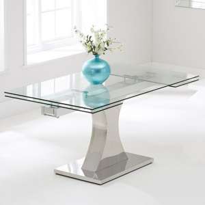 Amberon Clear Glass Extending Dining Table With Chrome Base