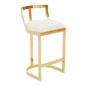 Ambon Ivory Velvet Bar Chair With Gold Metal Legs