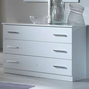 Ambra Wooden Chest Of Drawers In White High Gloss With 3 Drawers