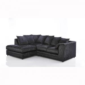 Corner Sofas Uk Sofa Beds Furniture In Fashion Ambrose Fabric Corner Sofa In Black Velvet With Round Feet