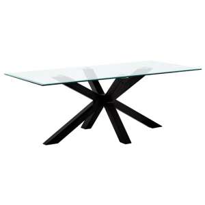 Amelia Clear Glass Coffee Table With Black Metal Legs