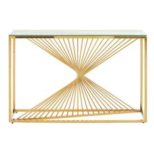 Amelia Clear Glass Console Table With Gold Metal Base