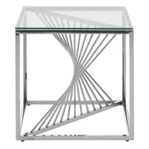 Amelia Clear Glass End Table With Silver Metal Base