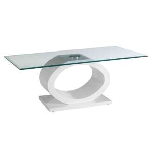 Amelia Clear Glass Top Coffee Table With White High Gloss Base