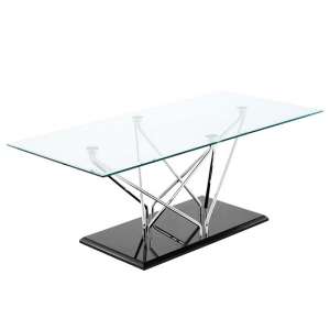Amelia Glass Coffee Table Rectangular In Clear With Black Base