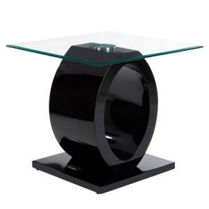 Amelia Glass Side Table With Black High Gloss Wooden Base