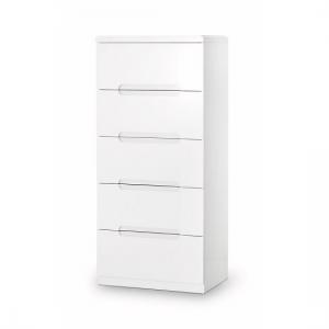 Arden Modern Tall Chest Of Drawers In White High Gloss