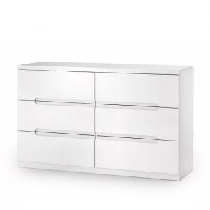 Magaly Modern Wide Chest Of Drawers In White High Gloss