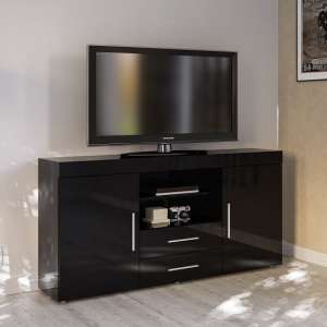 Amerax TV Sideboard In Black High Gloss With 2 Doors