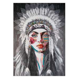 American Indian Picture Canvas Wall Art In Black And Multicolor