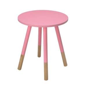 Clacton Wooden Side Table Round In Pink