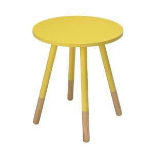 Clacton Wooden Side Table Round In Yellow