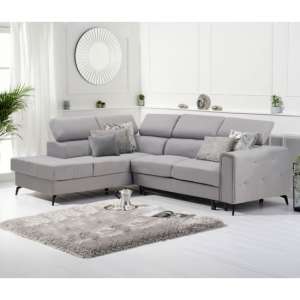 Amherst Linen Fabric Left Hand Facing Corner Sofa Bed In Grey