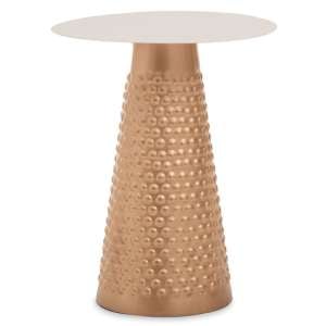 Amiga Round Metal Side Table In White And Gold