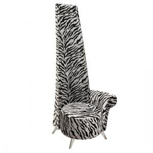 Amily Left Handed Potenza Chair In Silver Velvet Tiger Print