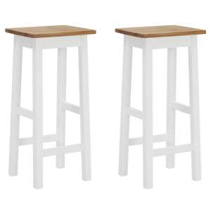 Amina Oak And White Wooden Bar Stools In A Pair