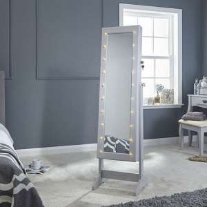 Aldwark LED Dressing Mirror In Grey With Jewellery Cabinet