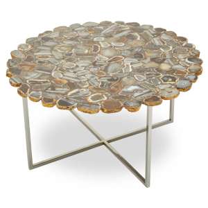 Amriya Natural Stone Coffee Table In Agate With Cross Base