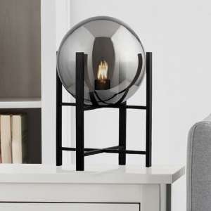 Amsterdam Table Lamp In Black With 4 Leg Base And Smoked Glass