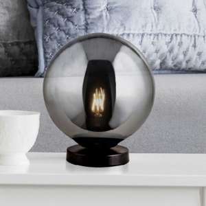 Amsterdam Table Lamp In Matt Black With Smoked Glass