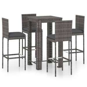 Amy Small Poly Rattan Bar Table With 4 Audriana Chairs In Grey