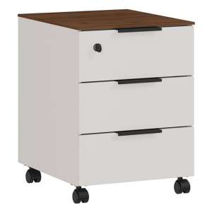 Ancona Rolling Container With Drawers In Cashmere And Walnut