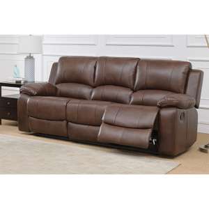 Afrodille Recliner LeatherGel And PU 3 Seater Sofa In Whiskey