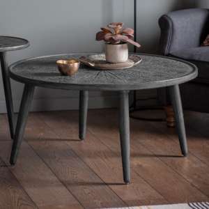 Andalusia Round Mango Wood Coffee Table In Black And Grey