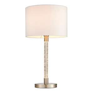 Andromeda White Fabric Table Lamp In Satin Chrome