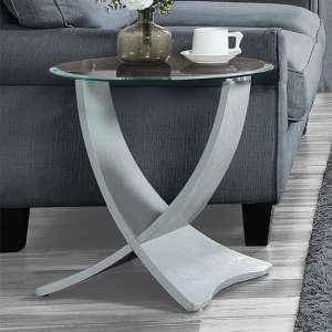 Anfossi Round Clear Glass Lamp Table With Grey Legs