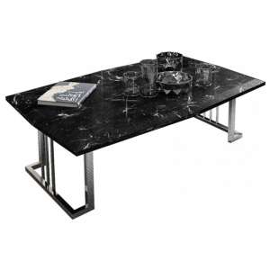 Angel Wooden Coffee Table In Black Marble Effect