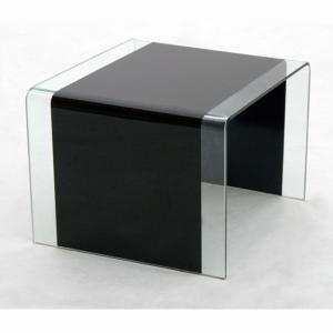 Afya Bent Glass Side table In Black And Clear Glass
