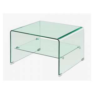 Afya Clear Glass Lamp Table With Shelf