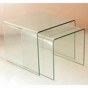 Afya Bent Clear Glass Nesting Table