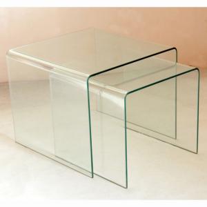Afya Bent Clear Glass Nesting Table
