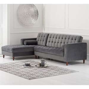 Annuli Velvet Right Facing Corner Chaise Sofa In Grey