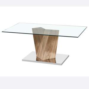 Anosty Clear Glass Coffee Table With Oak Effect Support