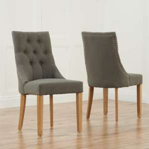 Ansor Grey Fabric Dining Chairs With Solid Oak Legs In A Pair