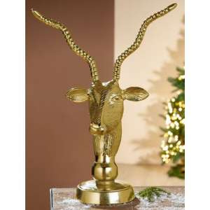 Antelope Head Aluminium Sculpture In Antique Gold