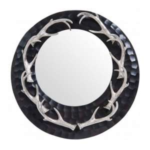 Antlers Striking Design Wall Bedroom Mirror In Black Frame
