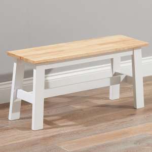 Ankila 95cm Wooden Dining Bench In Oak And White