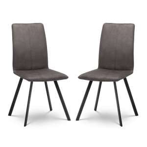 Macia Fabric Dining Chairs In Charcoal Grey Suede In A Pair