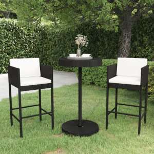 Anya Small Poly Rattan Bar Table With 2 Avyanna Chairs In Black