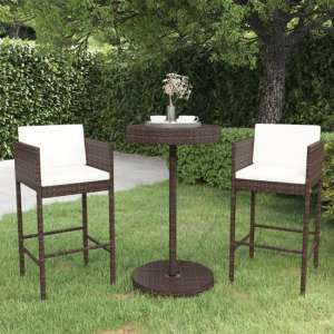 Anya Small Poly Rattan Bar Table With 2 Avyanna Chairs In Brown