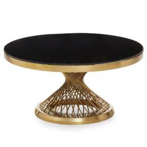 Anza Black Glass Top Coffee Table With Gold Metal Base