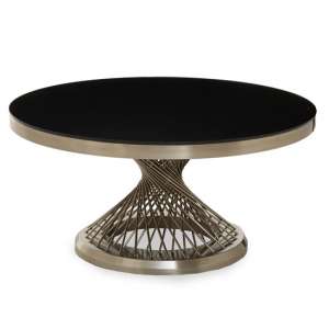 Anza Black Glass Top Coffee Table With Silver Metal Base