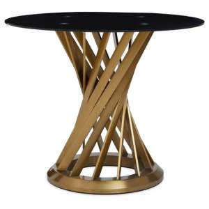 Anza Black Glass Top Dining Table With Gold Metal Base