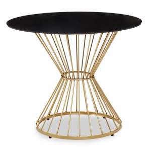 Anza Black Glass Top Side Table With Gold Metal Frame