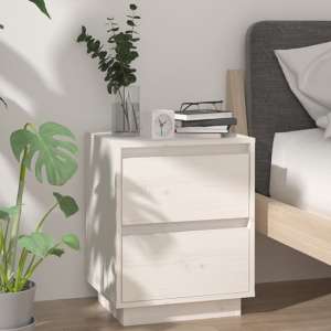 Aoife Pine Wood Bedside Cabinet With 2 Drawers In White