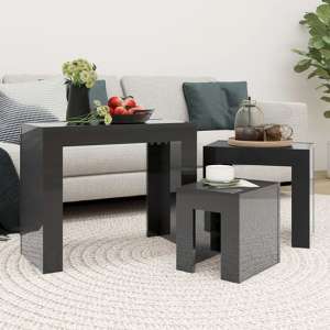 Aolani High Gloss Nest Of 3 Tables In Grey